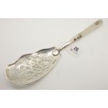 A Decorative Russian Fish Slice, PJS, 1891 with foliate pierced blade, the handle monogrammed and