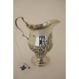 A Hallmarked Silver Cream Jug, WGK, Birmingham 1903, with foliate detail, crimped edge and leaf