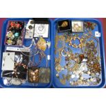 Assorted Costume Jewellery, including earrings, bracelets, necklaces, etc :- Two Trays