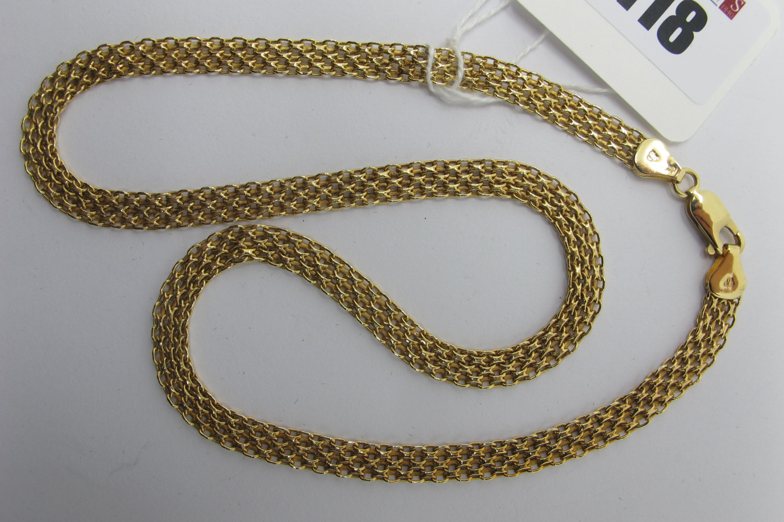 A 9ct Gold Mesh Link Style Necklace, of uniform design, 46.5cm long (7grams).