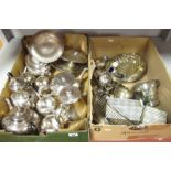 Hallmarked Silver an Other Cruet Items, assorted plated tea wares, toast rack, sauce boat, dishes,