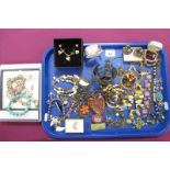 Assorted Costume Jewellery, including bangles, Delft dress ring, micromosaic and other brooches,