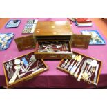 Assorted Plated Cutlery, including three piece ivorine handled meat carving set, pairs of salad