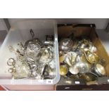 A Mixed Lot of Assorted Plated Ware, including cruet items, goblets, tea wares, etc :- Two Boxes