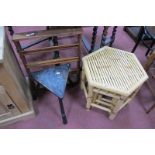Nest of Bamboo Coffee Tables, triangular stool, spice rack. (3)