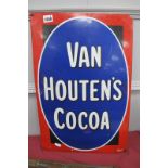A Van Houten's Coco Vintage Enamel Sign, 53 x 35.5cm (restoration).