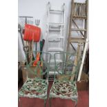 Aluminium Loft Ladder & Folding Steps, pair of metal patio chairs. (4)