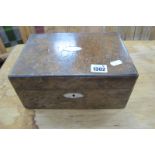 XIX Century Walnut Work Box, with mother of pearl escutcheon and fitted interior, 25cm wide.