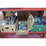 Unity Table Knives, kitchen ware, brass, copper, stainless steel tray etc:- Two Boxes and Hamper.