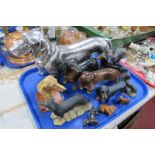 Model Dogs, in wood, ceramic and resin:- One Tray