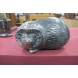 Silver Plated Money Box, in the form of a Hedgehog, key opening to base, stamped 'Cronwin', 16cm