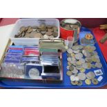 Coinage - Large quantity many pre-decimal copper, brass threepences, pre and post decimal crowns,