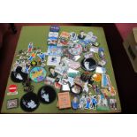 Beatles Interest, one box full of mainly badges, fridge magnets, coasters etc.