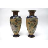 A Pair of Large Royal Doulton Early XX Century Slater's Patent Stoneware Vases, of ovoid form,