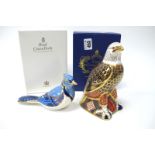 A Royal Crown Derby Porcelain Paperweight; Bald Eagle, gold stopper, date code for 1992, 17cm