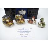 Four Royal Crown Derby Porcelain Paperweights; Derbyshire Duckling, from John Sinclair's