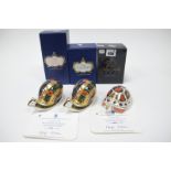 Three Royal Crown Derby Porcelain Paperweights; Garden Snail (Two Models), numbers 359 and 3882 of a