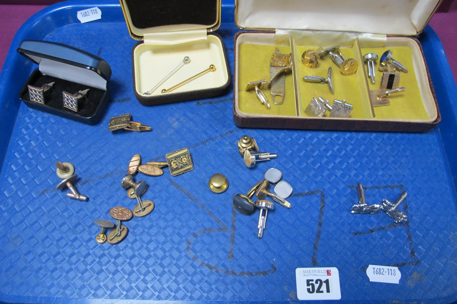 A Small Collection of Vintage and Later Gents Cufflinks, etc.