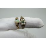 A Dainty Seed Pearl Set Flowerhead Cluster Ring, with inset highlight to centre, between pierced