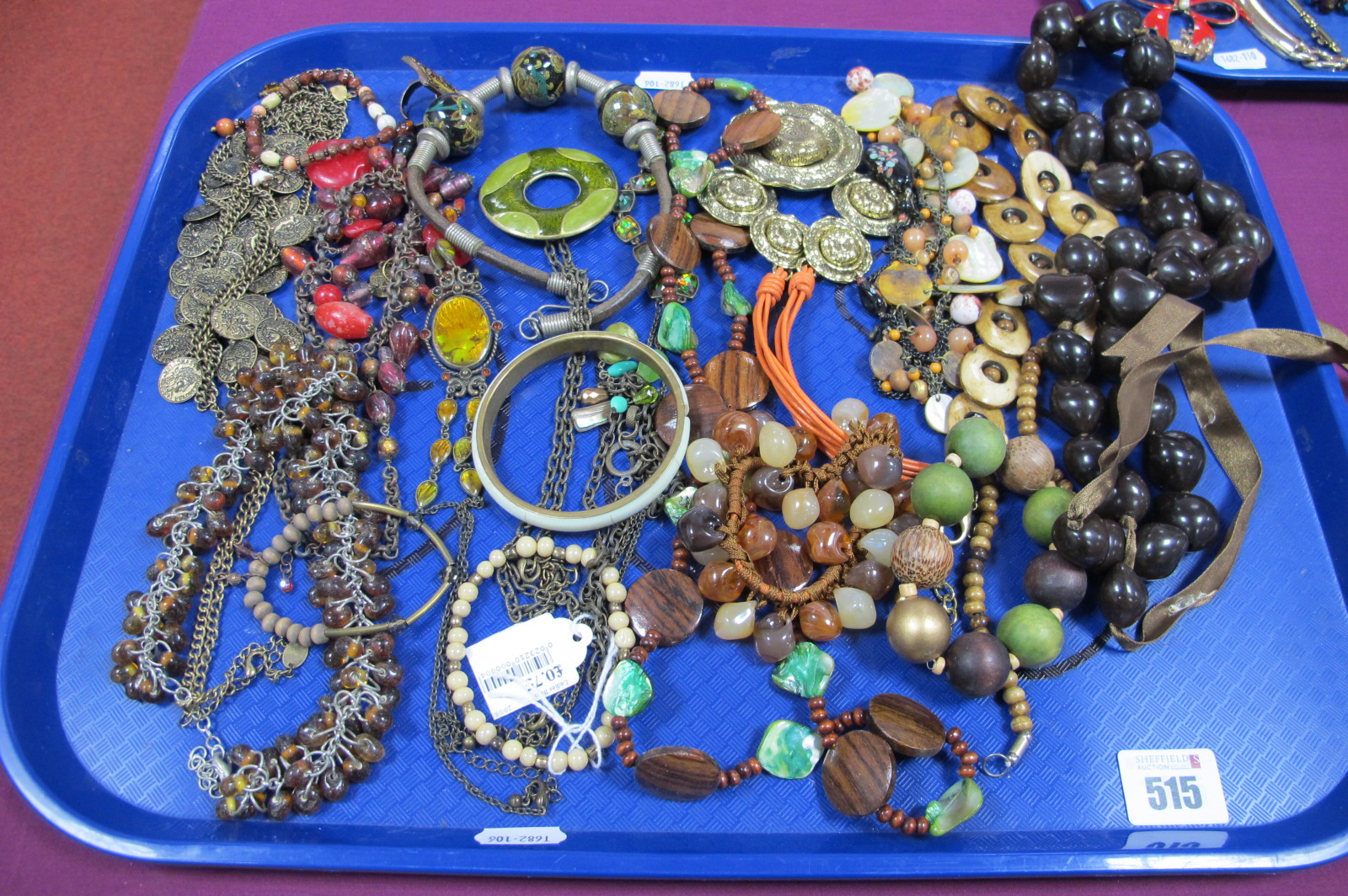 A Selection of Ethnic Style Costume Jewellery, including large ornate bead necklaces, bracelets,