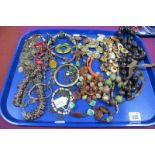 A Selection of Ethnic Style Costume Jewellery, including large ornate bead necklaces, bracelets,