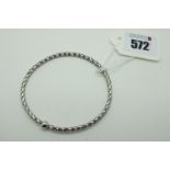 A Modern 9ct White Gold Milor Italy Bracelet, of lightweight woven design, internal diameter 6.