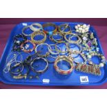 A Selection of Modern Bracelets and Bangles, including diamante, sliding charm style, gilt coloured,