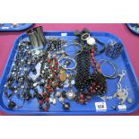 A Selection of Modern Costume Jewellery, including bangles, bead necklace, drop earrings, etc:-