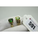 A Modern 9ct Gold Peridot Single Stone Ring, oval collet rubover set, with Gems TV Certificate of