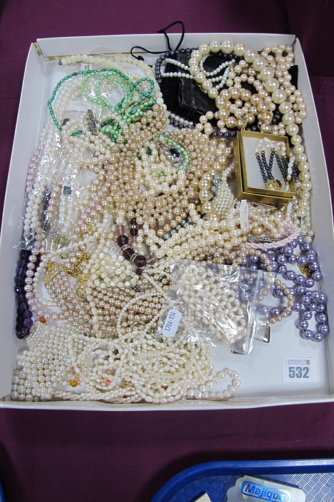 Assorted Modern Fresh Water Pearl and Imitation Pearl Bead Necklaces :- One Tray