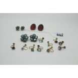 A Collection of Assorted Earrings, including single stone earrings on unpierced screw backs,