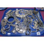 A Selection of Modern Costume Jewellery, including large bangles, ornate necklaces, bead