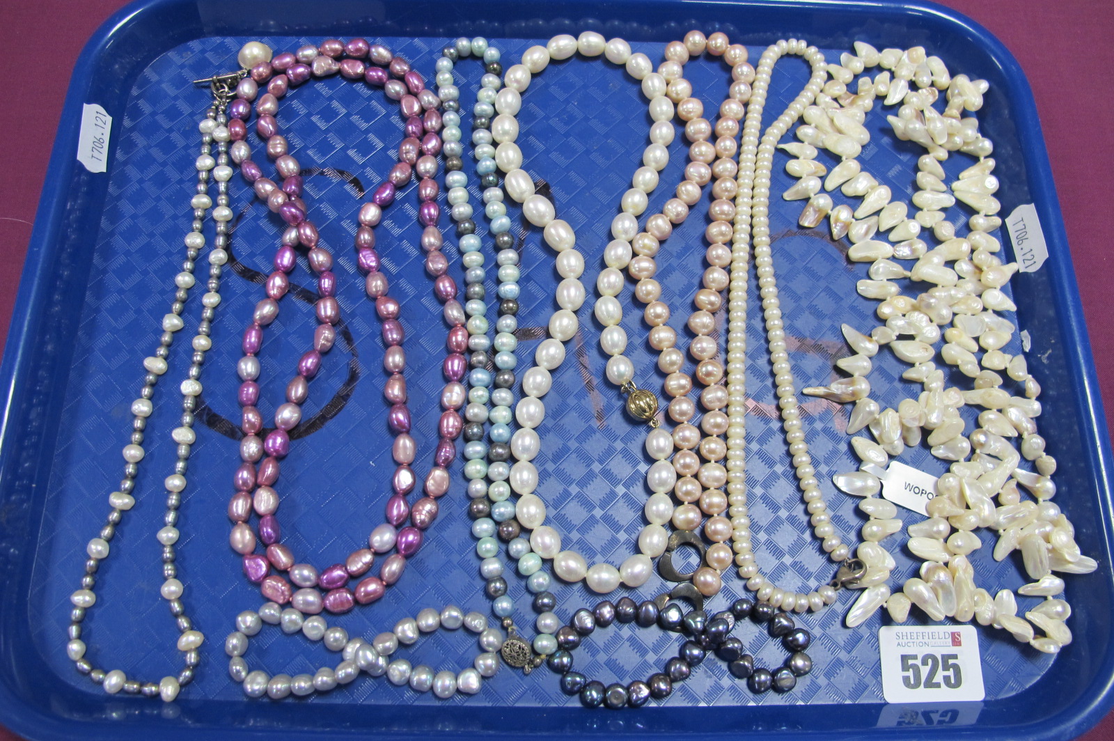 A Modern Fresh Water Pearl Bead Necklace, to ball clasp, stamped "375", 46cm long; together with
