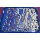 A Modern Fresh Water Pearl Bead Necklace, to ball clasp, stamped "375", 46cm long; together with