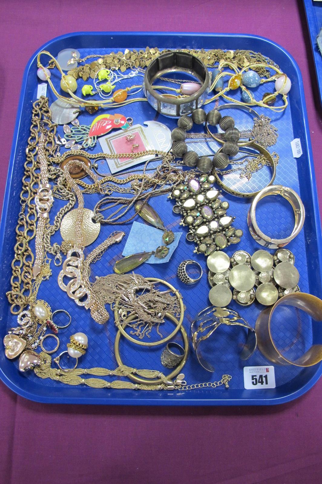 A Collection of Modern Gilt Coloured Costume Jewellery, including diamanté necklaces, bangles,