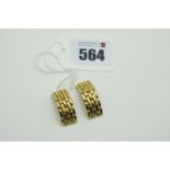 A Pair of Modern Clip Earrings, (unpierced) of uniform brick link curved design, stamped "18ct" (