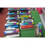 Ten 'HO' Scale American Outline Plastic Rolling Stock, by Roundhouse, made up, boxed, used.