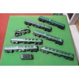 Six 'OO' Southern Coaches, by Hornby and Bachmann. Plus a Hornby 4-6-0 Schools Class - spares,