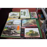 Nine Plastic Model Kits all with a Military Theme, by Dragon, 5 - Model and others, including tanks,