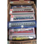 Nine 'HO' Scale Continental Eight Wheel Coaches, by Lima, various countries, liveries, all used,