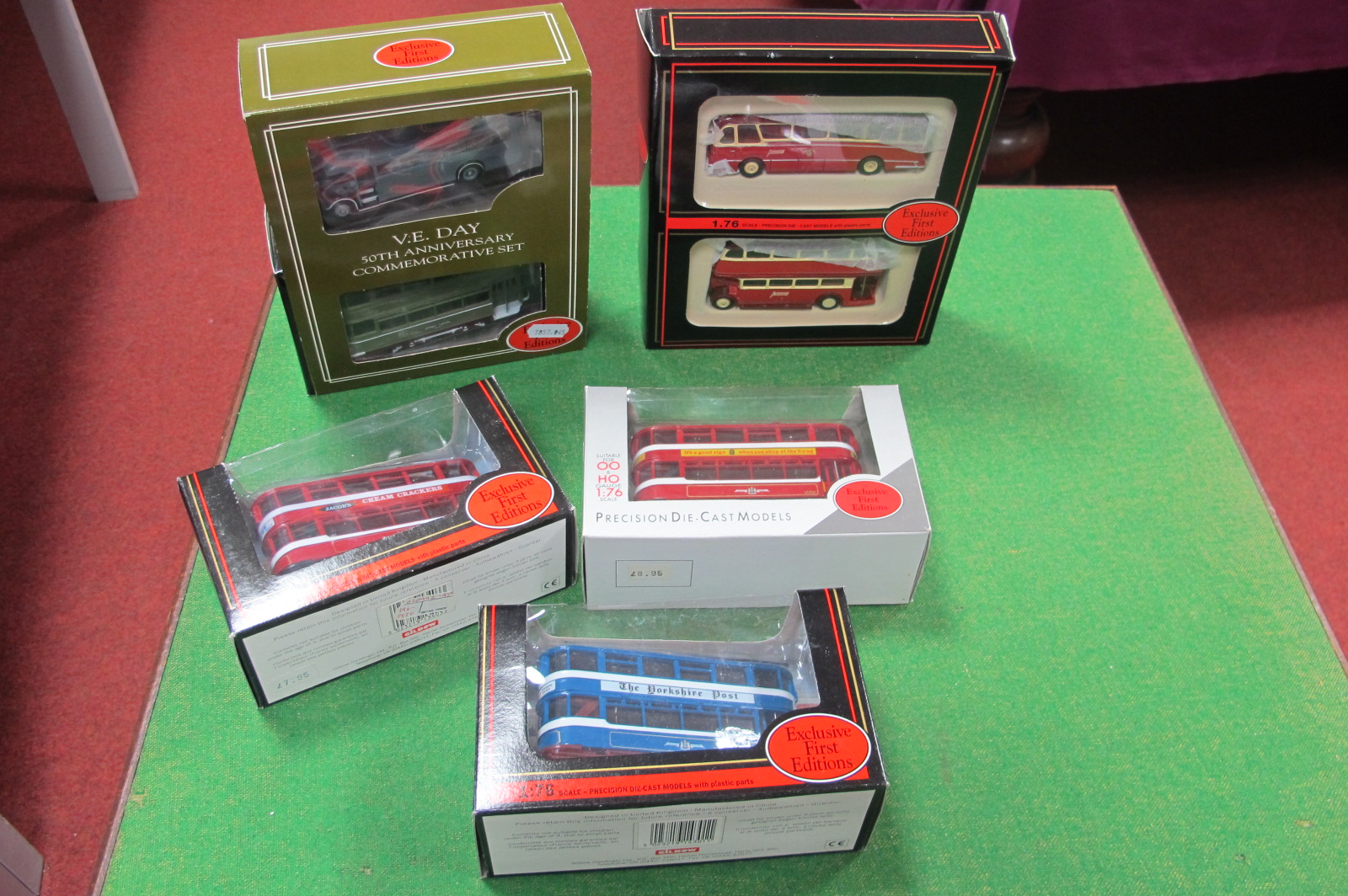 EFE Buses and Trams, including VE Day Commemorative Set, all boxed.