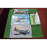 Four Plastic Kits Based on WWII British Aircraft, all 1:72nd scale, a Spitfire by Fujimi, a