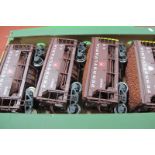 Four 'G' Scale American Outline 'Pennsylvania' Eight Wheel Hoppers, unboxed.
