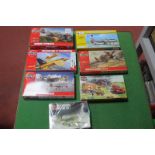 Seven Plastic Kits, six by Airfix, mainly 1:72nd scale including Hawker Typhoon, Curtis Hawker all