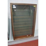 Glass Fronted Wall Hanging Display Cabinet, 56cm wide, 84cm high, 12cm deep, with ten glass shelves.