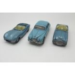 Three Original 1960's Diecast Cars, by Spot-On-Austin Healey, Jaguar 3.4, Jaguar XKSS, all
