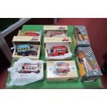 Seven Corgi Thornycroft Buses, all boxed.