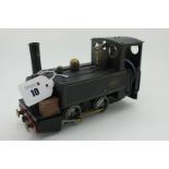 A Mamod 0-4-0 Live Steam Live Steam Locomotive, in black, used and playworn.