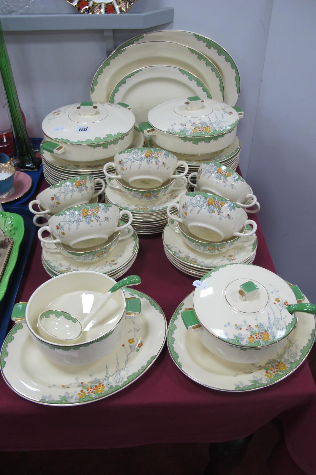 Furnivals Art Deco Dinner Service, of approximately sixty one pieces, including two tureens, five