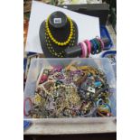Assorted Costume Bead Necklaces and Bangles, a necklace display stand and a bracelet display stand.